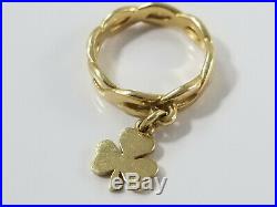 14K Gold James Avery SHAMROCK DANGLE CHARM Ring Size 3 1/2 Retired