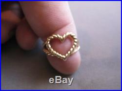 14K Yellow Gold TWISTED WIRE HEART RING Size 7.5 james avery JIM MORRIS