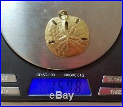 1.4 James Avery 14k Yellow Gold Sand Dollar Pendant Uncut Ring Box Bag & Insert