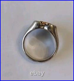 A33 James Avery Retired Gold and Silver Heart With Cross Ring Size 5