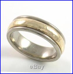 ALL Gold 14K Yellow White James Avery Hammered Gold Band Gold Ring Size 7 LQ2-G