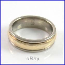 ALL Gold 14K Yellow White James Avery Hammered Gold Band Gold Ring Size 7 LQ2-G