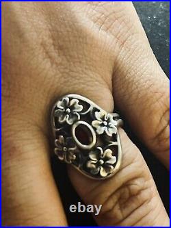 Beautiful James Avery Red Garnet Dogwood Flower Ring In Sterling Silver 925 SIze