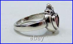 Beautiful James Avery Sterling Silver With Crowned Garnet Heart Ring Sz 5.25