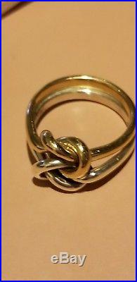 Beautiful Size 7.5 James Avery Sterling Silver And 14k Gold Lovers Knot Ring