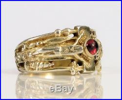 Designer Signed James Avery Sterling Silver Martin Luther Crucifix Ruby Ring