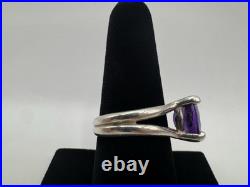 Elegant & Bold James Avery Oval Amethyst Gemstone Ring Size 8 Sterling Silver