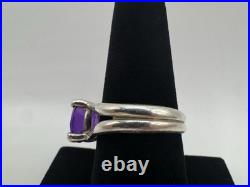 Elegant & Bold James Avery Oval Amethyst Gemstone Ring Size 8 Sterling Silver
