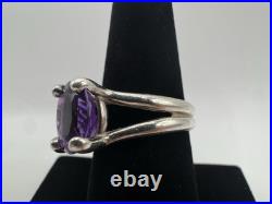 Elegant & Bold James Avery Oval Amethyst Gemstone Ring Size 8 Sterling Silver
