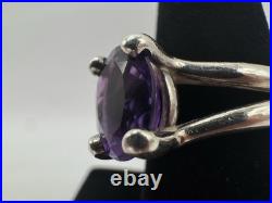 Elegant & Bold James Avery Oval Amethyst Gemstone Ring Size 8 Sterling Silver