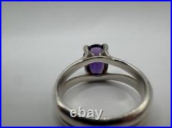 Elegant & Bold James Avery Oval Amethyst Gemstone Ring Size 8 Sterling Silver