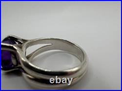 Elegant & Bold James Avery Oval Amethyst Gemstone Ring Size 8 Sterling Silver