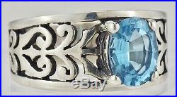 Estate James Avery Sterling Silver Adoree Ring With Blue Topaz Size 8