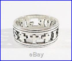 Estate James Avery Sterling Silver I Love Jesus Cross Cutout Band Ring Size 7