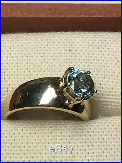 Extremely Rare, James Avery Star of Texas Blue Topaz 14k gold Ring, Sz 7