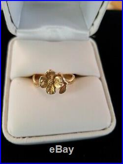 Gorgeous Retired JAMES AVERY Rose / Dogwood Ring 14KT Yellow Gold Size 7