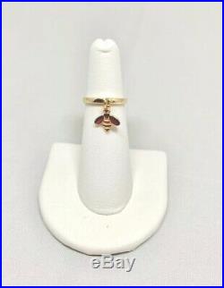 JAMES AVERY 14K GOLD HONEY BEE DANGLE RING WITH 2mm BAND SIZE 5 1/4 SIZABLE