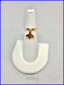 JAMES AVERY 14K GOLD HONEY BEE DANGLE RING WITH 2mm BAND SIZE 5 1/4 SIZABLE