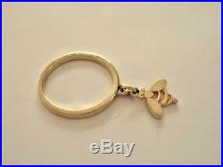 JAMES AVERY 14K GOLD Smooth Dangle Ring with Honeybee Charm Sz 6