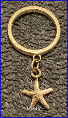 JAMES AVERY 14K Gold Dangle Ring with Starfish Charm Sz 3