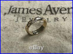 JAMES AVERY 14K Yellow Gold Flower Floral Band, Narrow / Petite Ring (Size 3.5)
