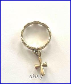 JAMES AVERY 14K Yellow Gold Open Twist Dangle Ring with St. Teresa Cross Size 5