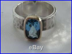 JAMES AVERY Graciela Ring with Blue Topaz Sterling and 14k gold Silver Size 6