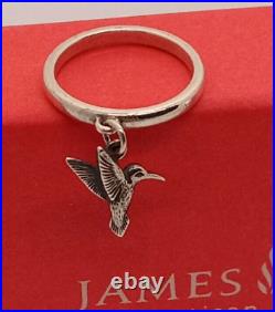 JAMES AVERY HUMMINGBIRD Charm RETIRED DANGLE RING Sterling Silver Size 6