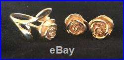 JAMES AVERY RETIRED 14K 5.7 gram Rose Ring with matching Earrings