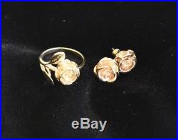 JAMES AVERY RETIRED 14K 5.7 gram Rose Ring with matching Earrings