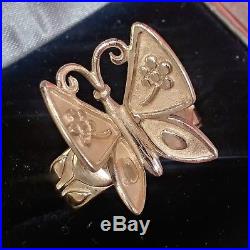 JAMES AVERY RETIRED 14K Gold Mariposa Butterfly Ring Size 8.5 12 grams