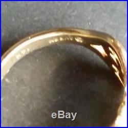 JAMES AVERY Retired 14K Gold Adorn Blue Topaz Ring Size 6.25 Hearts Scrolls