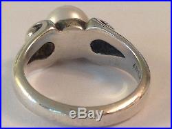 JAMES AVERY SCROLL RING with CULTURED PEARL PINKY RING Sz 3.25 with JA BoX