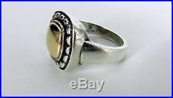 JAMES AVERY Signed 14K 585 & STERLING SILVER RING SQUARE BEADED 9.3G SIZE 7.75
