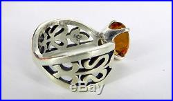 JAMES AVERY Signed STERLING SILVER RETIRED CITRINE OPEN WORK RING 7.4 G SZ 7.75