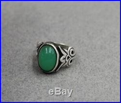 JAMES AVERY Sterling Silver Cabochon Green Chrysoprase Gemstone Ring Size 6 1/2