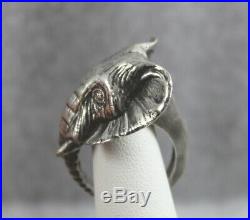 JAMES AVERY Sterling Silver Large African Elephant Ring Size 8 Retired