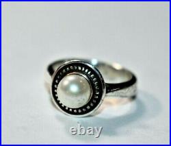 JAMES AVERY Sterling Silver VINTAGE CULTURED PEARL Ring Sz 4.5 With Box & Pouch