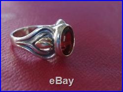 JAMES AVERY Tulip Flower Ring with Garnet 14K and Sterling Silver Size 6