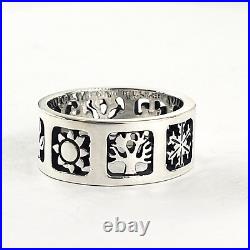 JAMES AVERY Vintage FOUR SEASONS Band Sterling Silver Ring Size 6 Sun Tree Plant