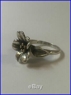 JAME AVERY 18K / Sterling Silver Flower Ring Size 6.5 6g RETIRED