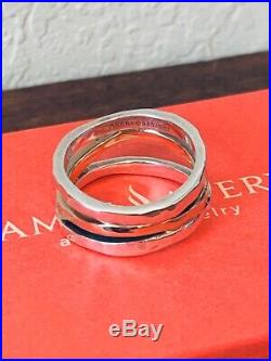 Jame Avery Retired Sterling Silver and Gold Stacked Hammered Ring Size 9