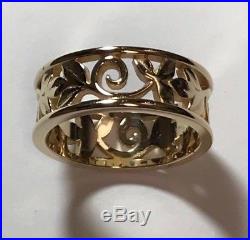 James Avery 14KT Yellow Gold Leaf Band Ring, size 9.5