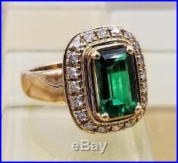James Avery 14K Gold Diamond & Emerald Ring Size 7, Free Sizing, Retired RARE #