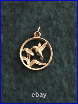 James Avery 14K Gold Hummingbird Circle Charm or Pendant w Jump Ring Retired