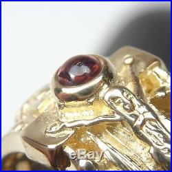 James Avery 14K Gold Martin Luther Passion Christ INRI Ring w Garnet Size 9.75