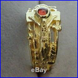 James Avery 14K Gold Martin Luther Passion Christ INRI Ring w Garnet Size 9.75