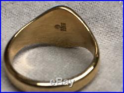 James Avery 14K Gold Signet Ring Engraved with T Size 9 Close to spot