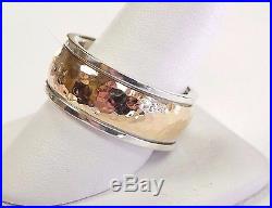 James Avery 14K Gold Sterling Silver Hammered Classic Band 3/8 10mm Sz. 10 Ring