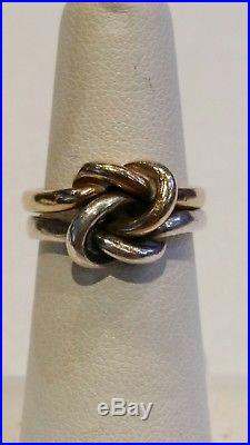 James Avery 14K Gold Sterling Silver Original Lovers' Knot Ring Sz 5.5